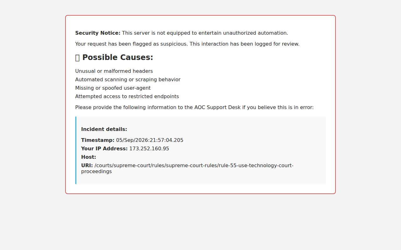 Tennessee Rule 55 for Tipton County remote settings
